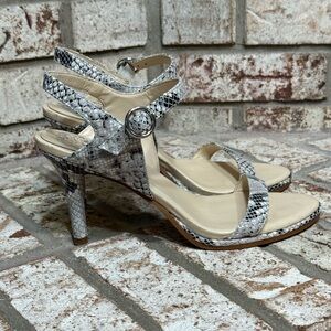 Vince Camuto Lynona Snake Print Ankle Strap Heeled Sandals Open Toe